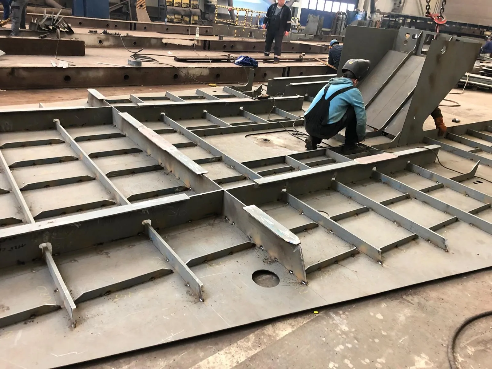 Hull section work in shipyard