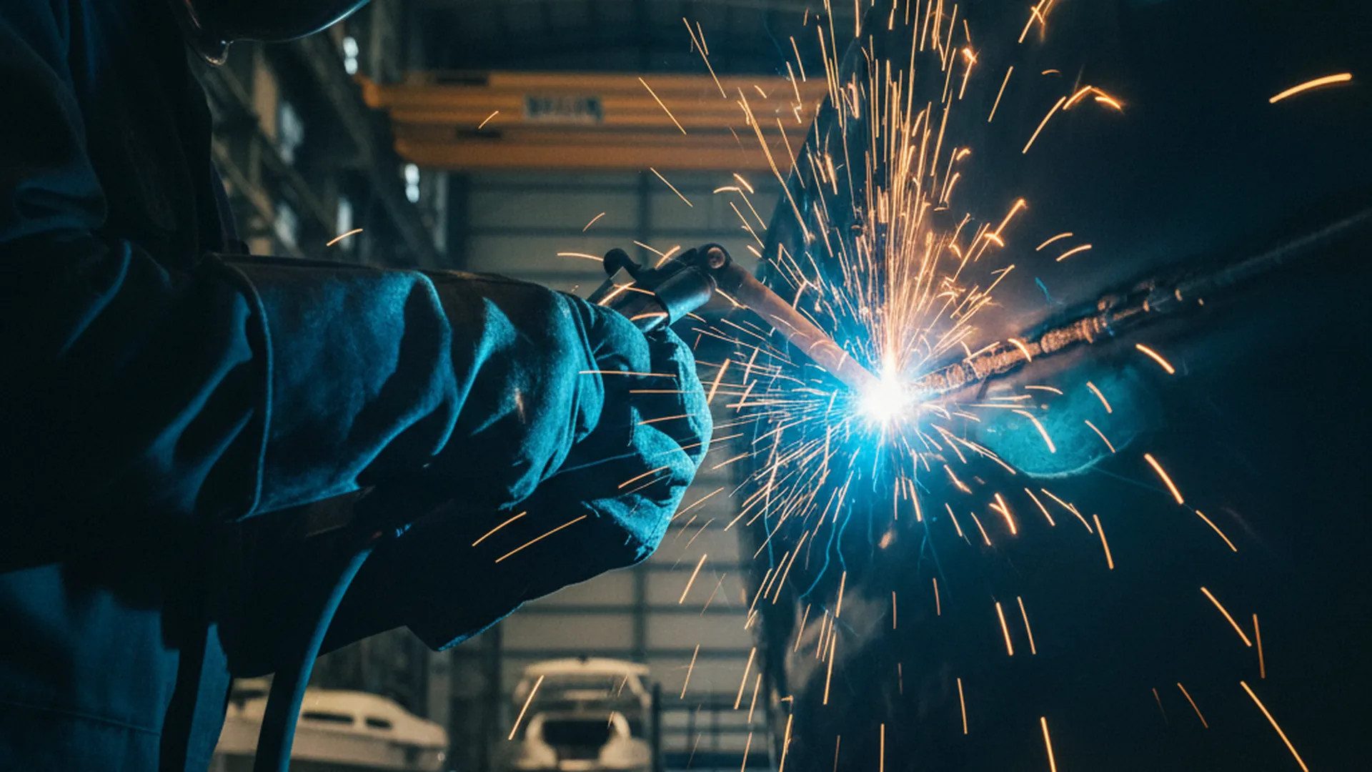 Hull welding at the RS Marine shipyard in Gdynia